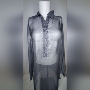 Michael Kors Size M- Metallic Gray Sheer Silver Fabric 100%polyester